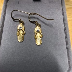 Novelty Flip Flop with Crystal Embellished Earrings, Goldtone.  So cute!